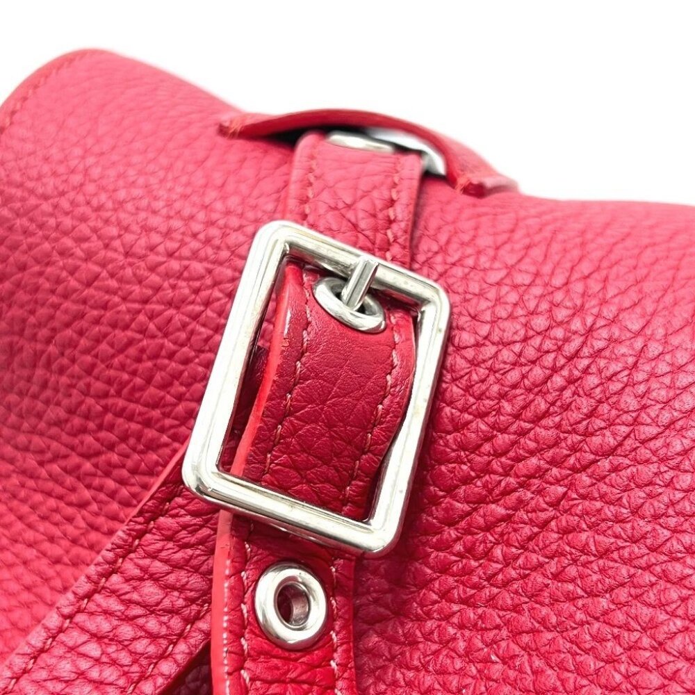 CELINE big bag bucket nano 2WAY Hand Bag Shoulder Bag Leather Red/SilverHardware - Picture 7 of 9